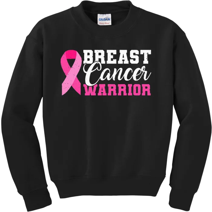 Breast Cancer Warrior Pink Ribbon Kids Sweatshirt