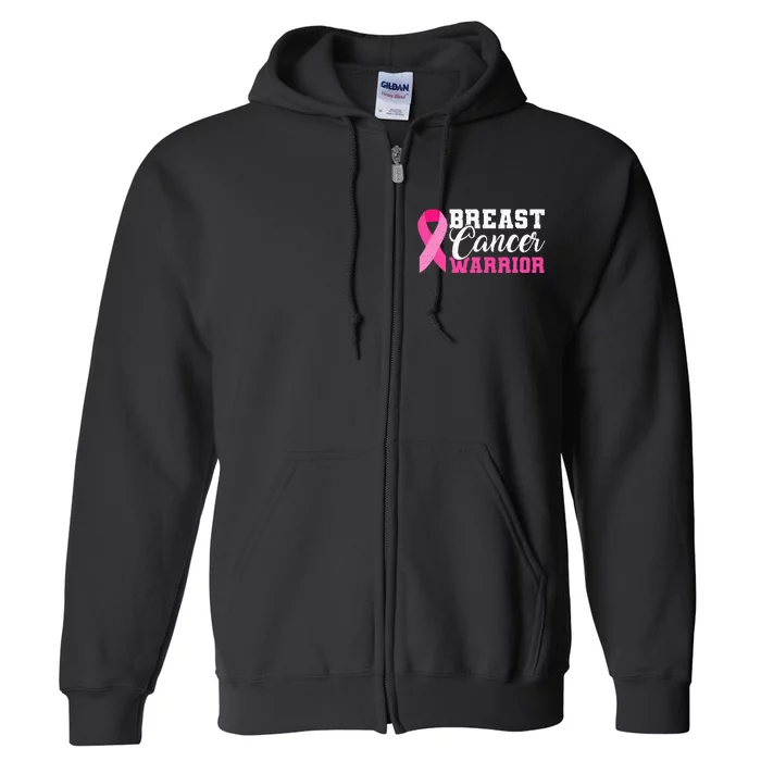 Breast Cancer Warrior Pink Ribbon Full Zip Hoodie