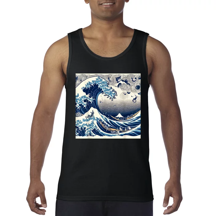 Blue Cats Wave For Kamala Funny Tank Top