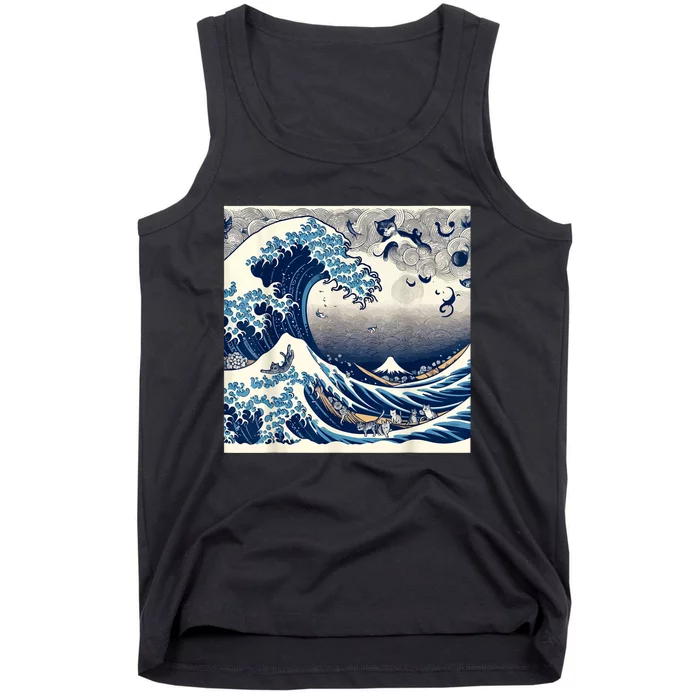 Blue Cats Wave For Kamala Funny Tank Top