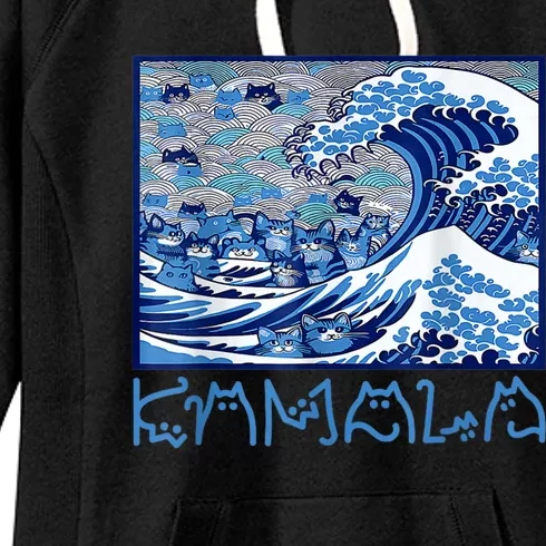 Blue Cats Wave Childless Cat Lady For Kama 2024 Women's Fleece Hoodie