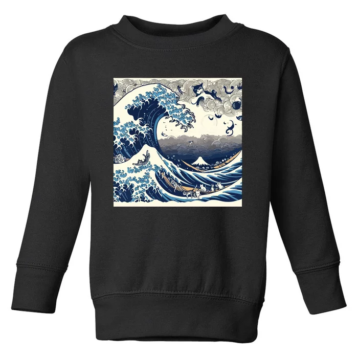 Blue Cats Wave For Kamala Funny Toddler Sweatshirt