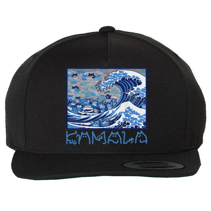 Blue Cats Wave Childless Cat Lady For Kama 2024 Wool Snapback Cap