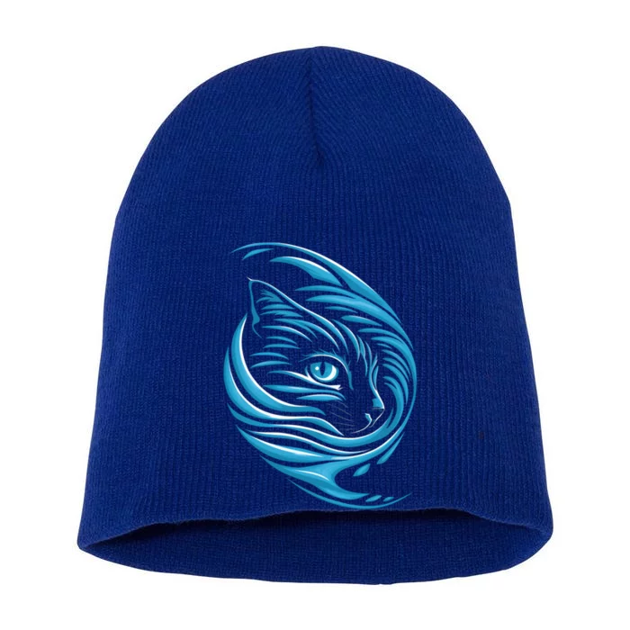 Blue Cat Wave For Kamala 47 Funny Cat Ladies Harris 2024 Gift Short Acrylic Beanie