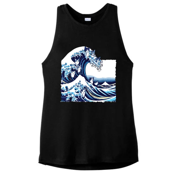 Blue Cats Wave For Kamala Funny Cat Owners Kamala Harris Ladies Tri-Blend Wicking Tank