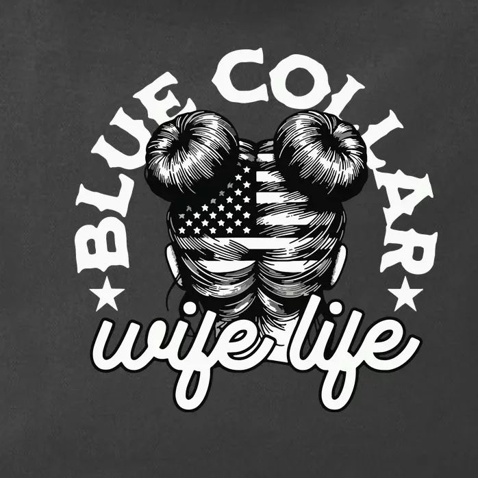 Blue Collar Wife Life Messy Hair Buns Usa Flag Zip Tote Bag