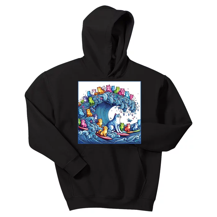 Blue Cats Wave For Kamala Funny Kids Hoodie