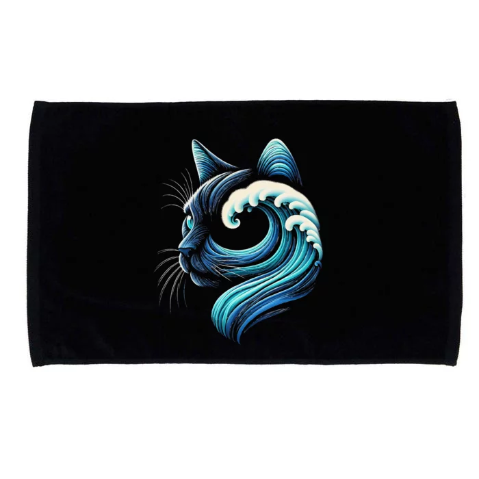 Blue Cats Wave For Kamala Funny Blue Wave Of Cat Ladies Gift Microfiber Hand Towel