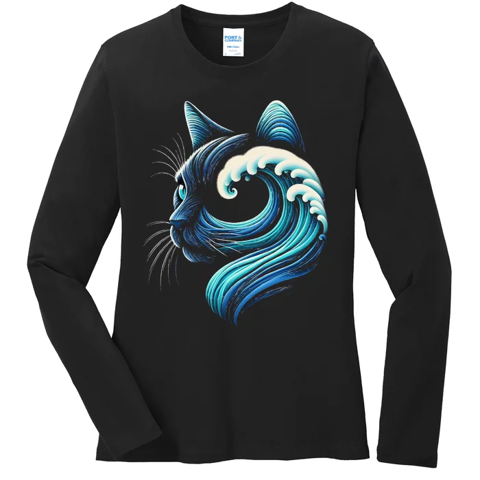 Blue Cats Wave For Kamala Funny Blue Wave Of Cat Ladies Gift Ladies Long Sleeve Shirt