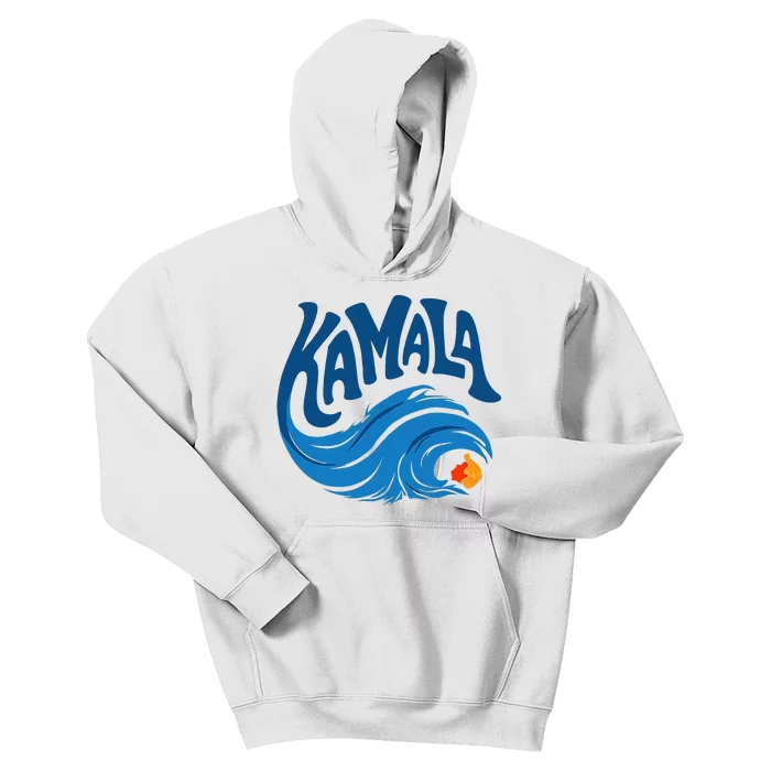 Blue Cat Wave For Kamala Harris Trump Kids Hoodie