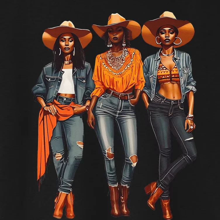 Black Cowgirl Western Rodeo Melanin Black History Texas Women's Crop Top Tee