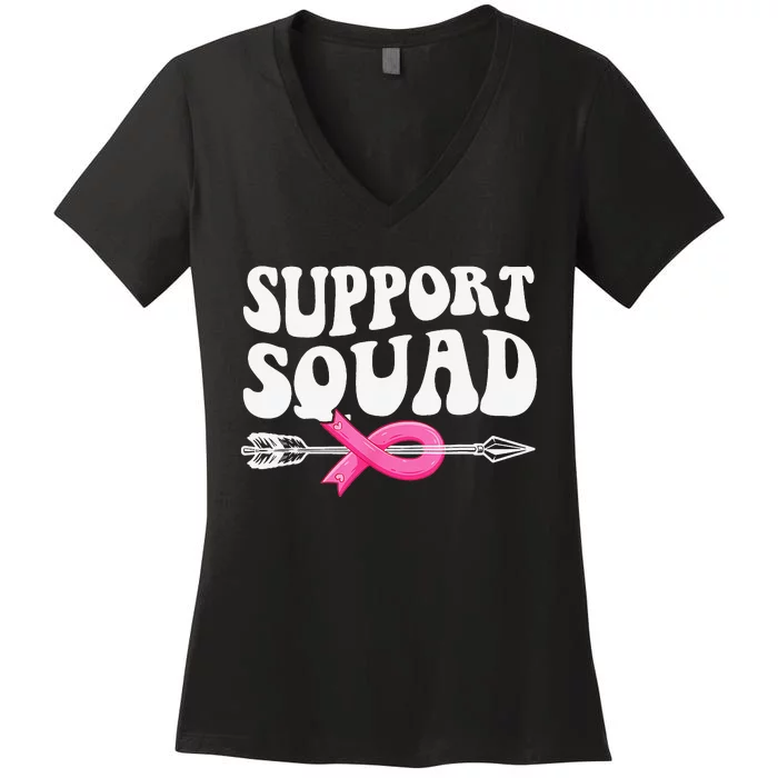 Breast Cancer Warrior Support Squad Breast Cancer Awareness Women's V-Neck T-Shirt