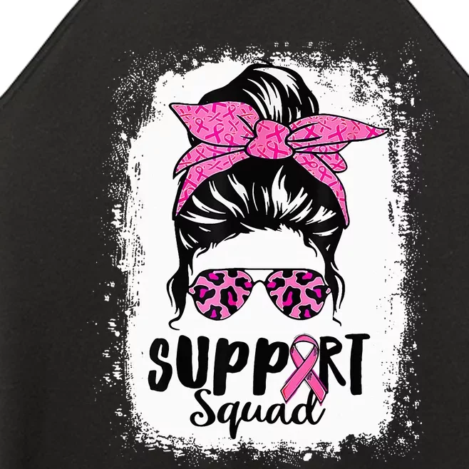 Breast Cancer Warrior Support Squad Messy Bun Pink Ribbon Women’s Perfect Tri Rocker Tank