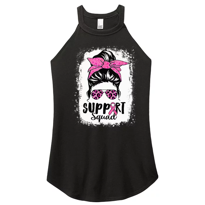 Breast Cancer Warrior Support Squad Messy Bun Pink Ribbon Women’s Perfect Tri Rocker Tank