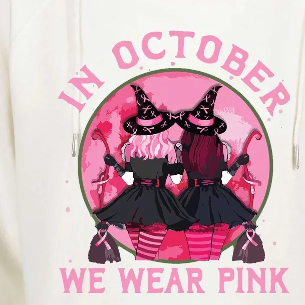 Breast Cancer Warrior Shirts Witches In October We Wear Pink Womens Funnel Neck Pullover Hood