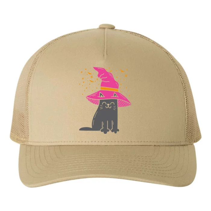 Black Cat Witch Hat Funny Halloween Animal Pet Kitten Yupoong Adult 5-Panel Trucker Hat