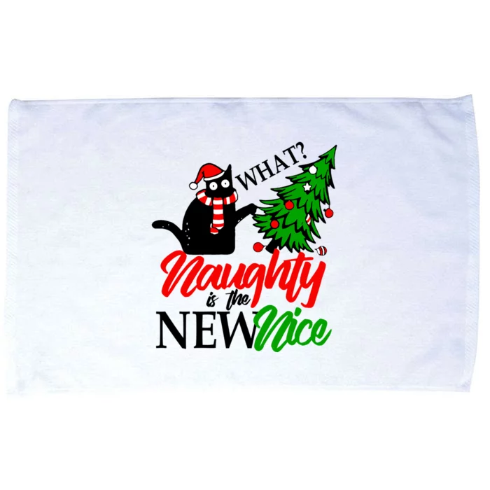 Black Cat What? Naughty Is The New Nice Christmas Tree Great Gift Microfiber Hand Towel