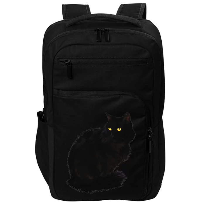 Black Cat Women Spooky Yellow Eyes Halloween Cat Impact Tech Backpack