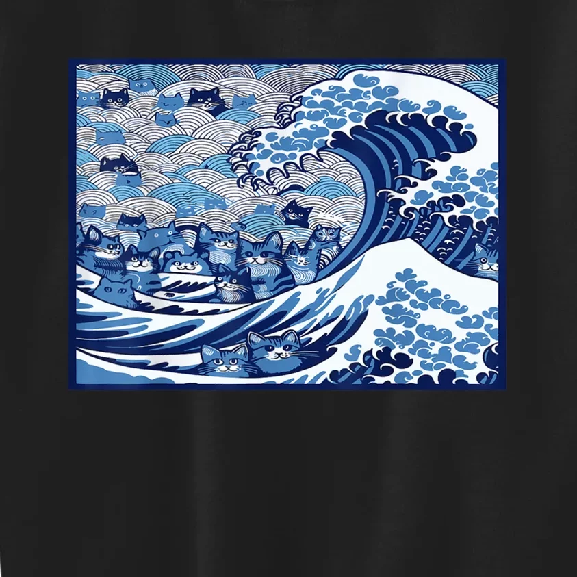 Blue Cats Wave For Kamala Funny Kids Sweatshirt