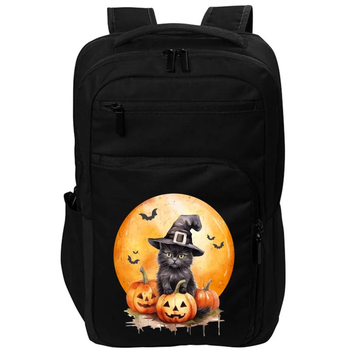 Black Cat Witch Hat Pumpkin Gift Impact Tech Backpack