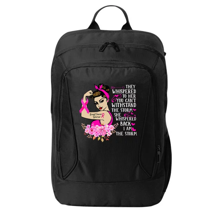 Breast Cancer Warrior Empowering Pink Ribbon Design City Backpack