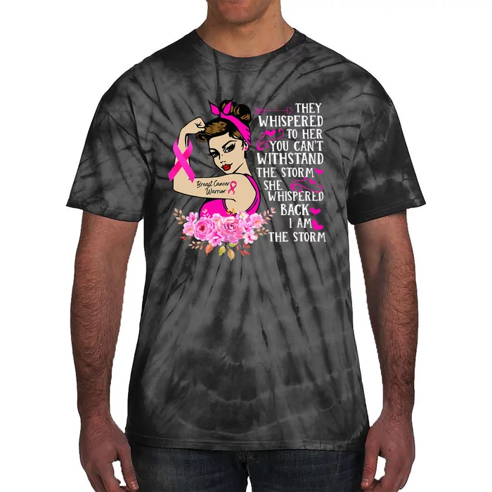 Breast Cancer Warrior Empowering Pink Ribbon Design Tie-Dye T-Shirt