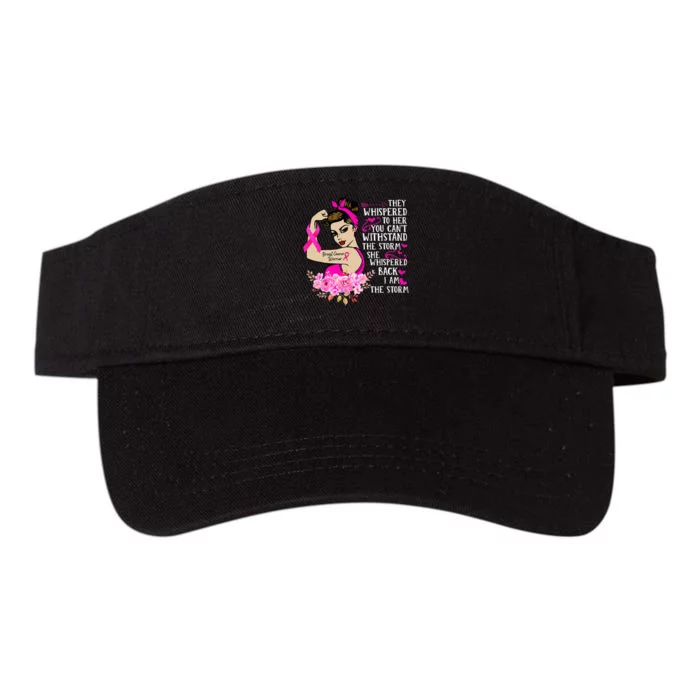 Breast Cancer Warrior Empowering Pink Ribbon Design Valucap Bio-Washed Visor