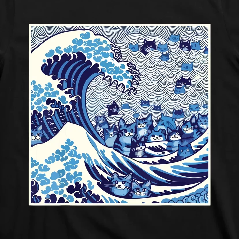 Blue Cats Wave For Kamala Funny Cat Lady T-Shirt