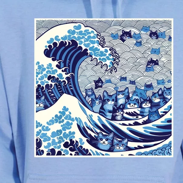 Blue Cats Wave For Kamala Funny Cat Lady Unisex Surf Hoodie