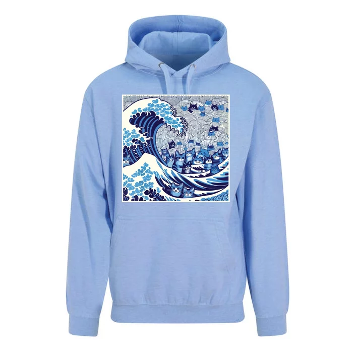 Blue Cats Wave For Kamala Funny Cat Lady Unisex Surf Hoodie