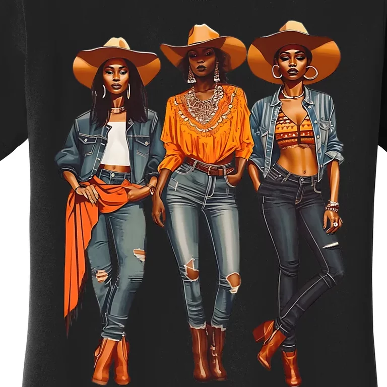 Black Cowgirl Western Rodeo Melanin Black History Texas Women's T-Shirt