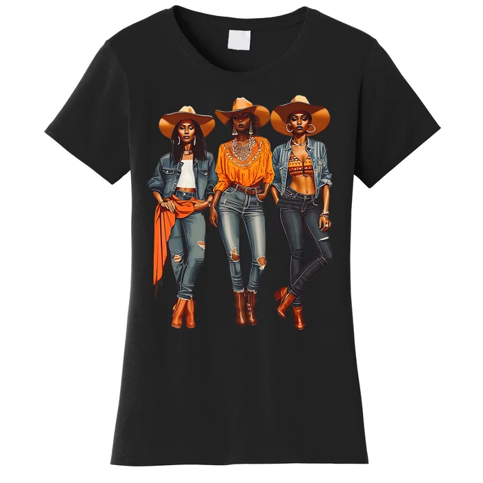 Black Cowgirl Western Rodeo Melanin Black History Texas Women's T-Shirt