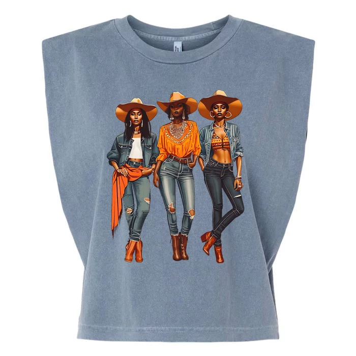 Black Cowgirl Western Rodeo Melanin Black History Texas Garment-Dyed Women's Muscle Tee