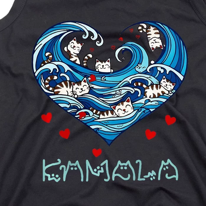 Blue Cats Wave Heart For Kamala Harris Funny Cat Owners Premium Tank Top