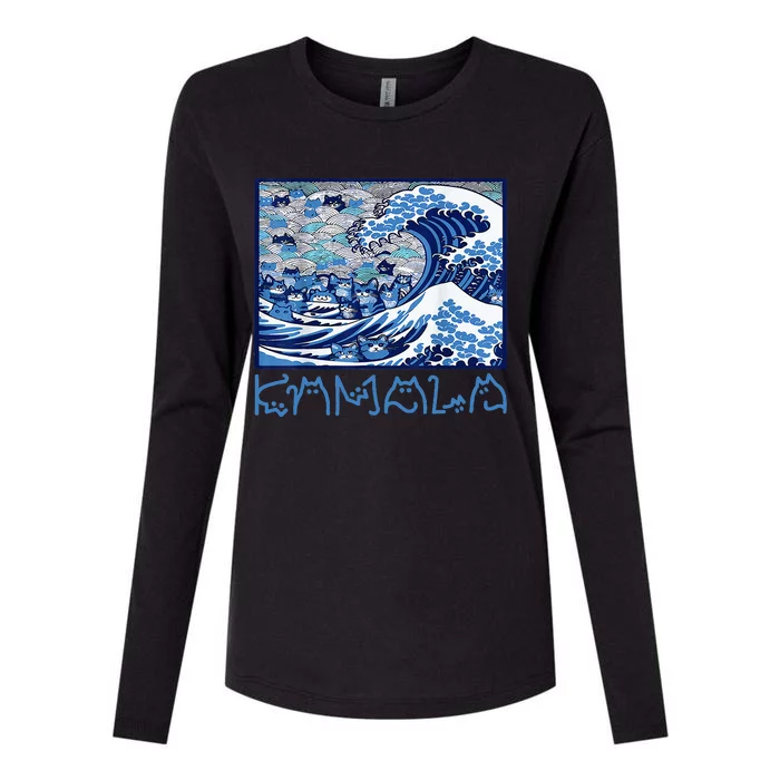 Blue Cats Wave For Kamala Funny 2024 Womens Cotton Relaxed Long Sleeve T-Shirt