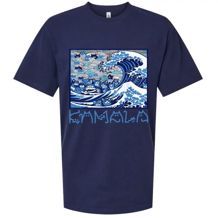 Blue Cats Wave For Kamala Funny 2024 Sueded Cloud Jersey T-Shirt