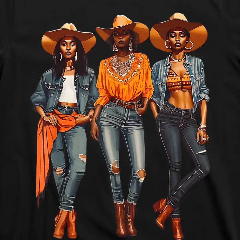 Black Cowgirl Western Rodeo Melanin Black History Texas T-Shirt