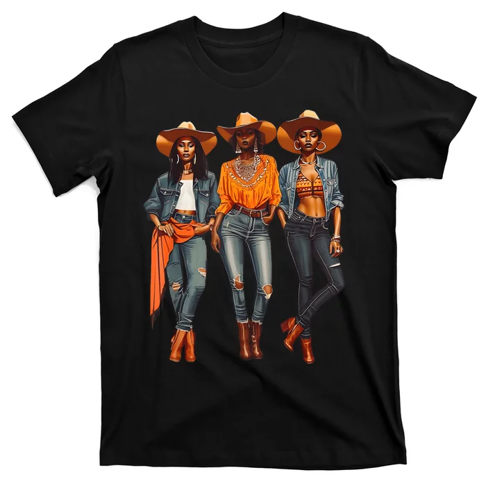 Black Cowgirl Western Rodeo Melanin Black History Texas T-Shirt