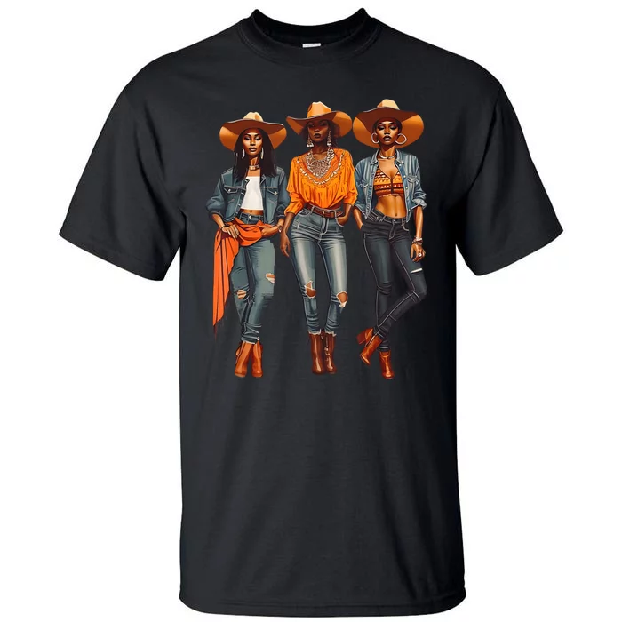 Black Cowgirl Western Rodeo Melanin Black History Texas Tall T-Shirt