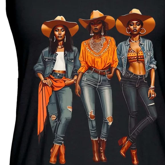 Black Cowgirl Western Rodeo Melanin Black History Texas Ladies Essential Flowy Tank