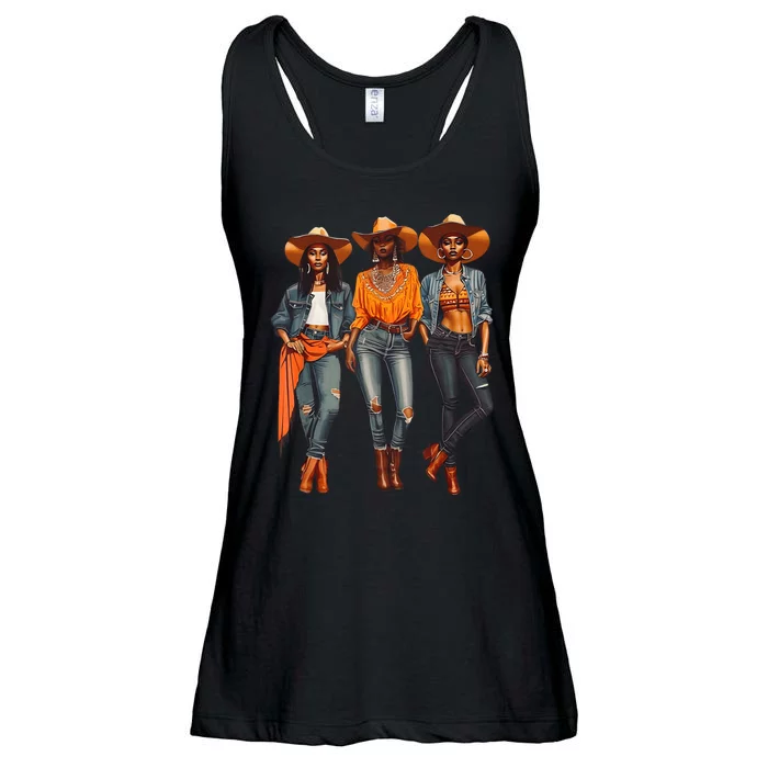 Black Cowgirl Western Rodeo Melanin Black History Texas Ladies Essential Flowy Tank