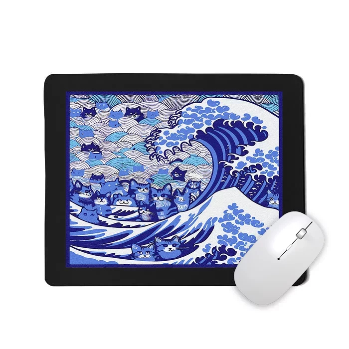 Blue Cats Wave For Kamala Funny Gift Mousepad