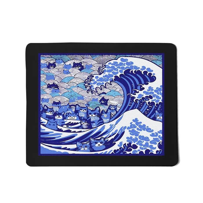 Blue Cats Wave For Kamala Funny Gift Mousepad