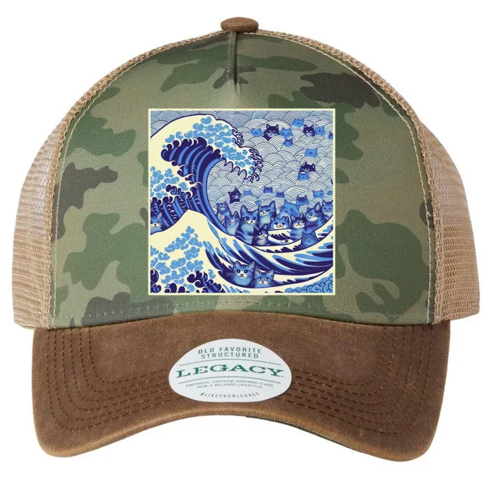 Blue Cats Wave For Kamala Funny Cat Lady Legacy Tie Dye Trucker Hat