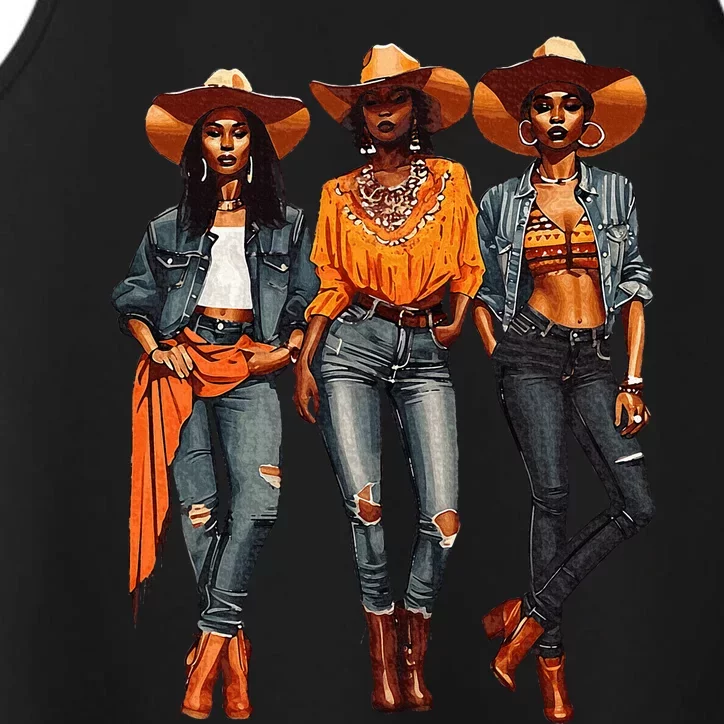 Black Cowgirl Western Rodeo Melanin Black History Texas Performance Tank