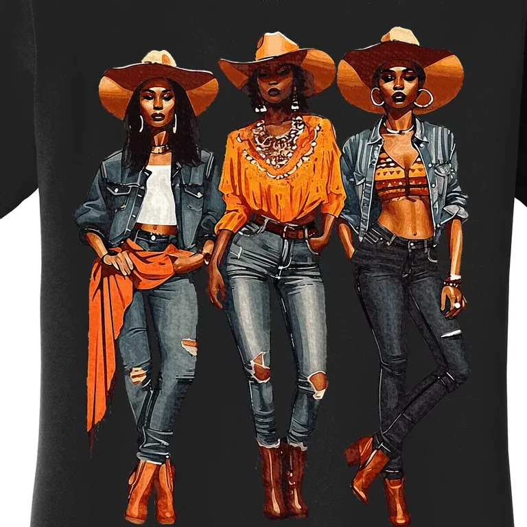 Black Cowgirl Western Rodeo Melanin Black History Texas Women's T-Shirt