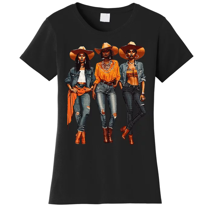 Black Cowgirl Western Rodeo Melanin Black History Texas Women's T-Shirt