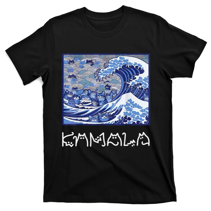 Blue Cats Wave For Kamala Funny Cat Lady T-Shirt