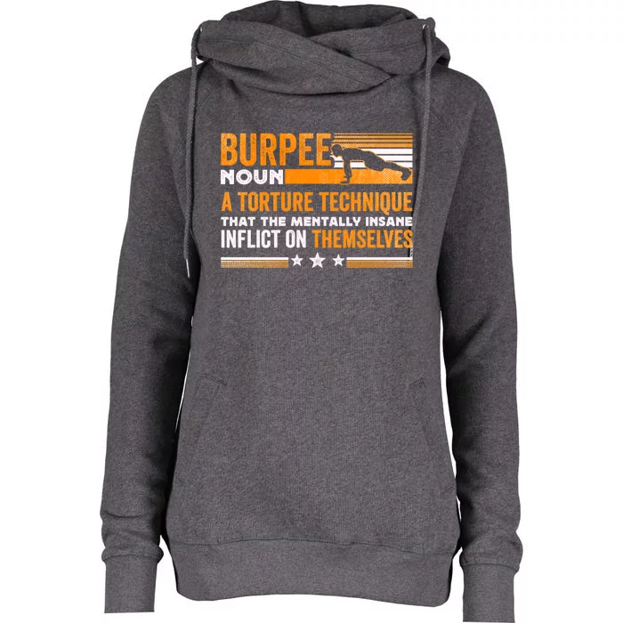 Burpee Calisthenics Workout Gift Womens Funnel Neck Pullover Hood