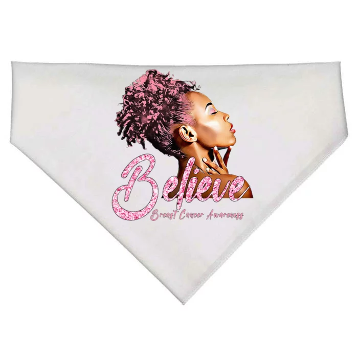 Breast Cancer Warrior Awareness Support Believe USA-Made Doggie Bandana